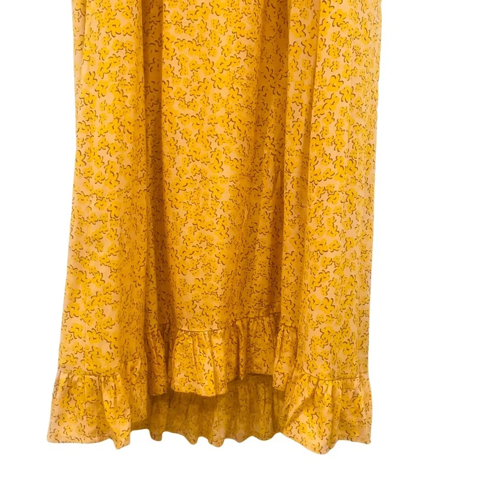 AUGUSTE DEAN GIA MIDI DRESS size 10 Midi Yellow Shirred Leopard Animal Print Zip - Picture 7 of 9